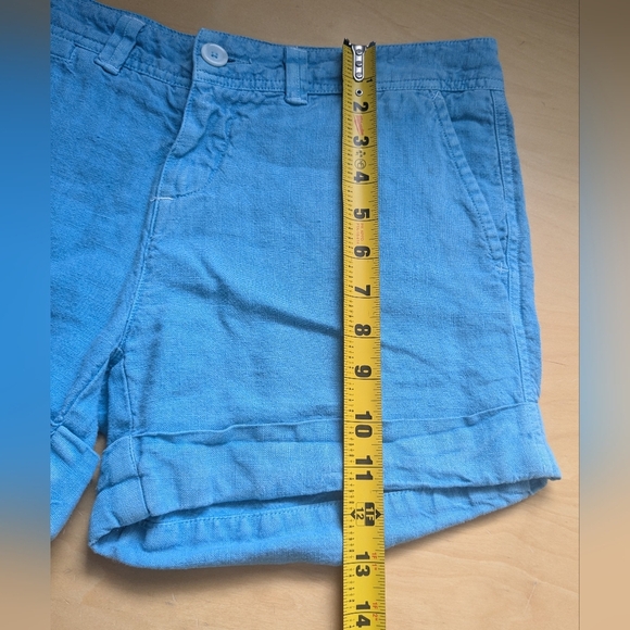 NWT 120% Lino Made In Italy Women Short 100% Linen Blue Size 42 Eur = Medium 32 - Picture 9 of 9